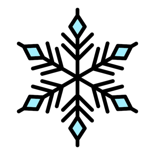 Party snowflake icon Outline party snowflake vector icon color flat isolated