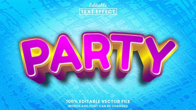 Vector party text editable text effect style