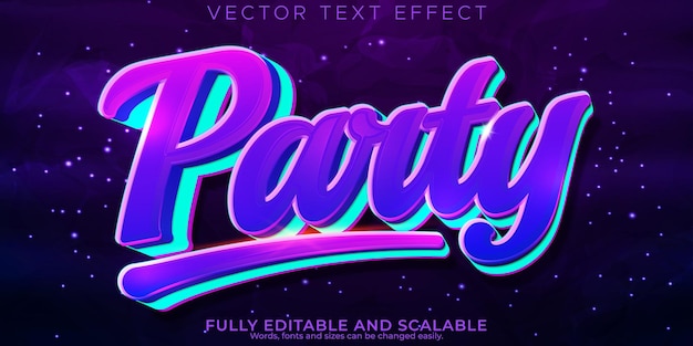 Vector party text effect editable disco club text style