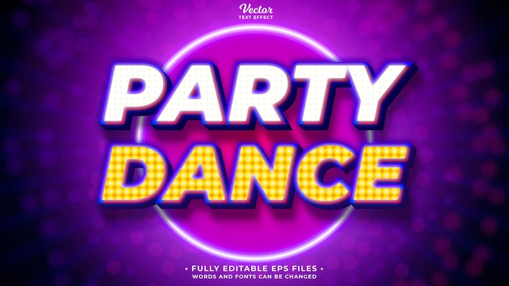 party text effect editable eps cc words and fonts can be changed