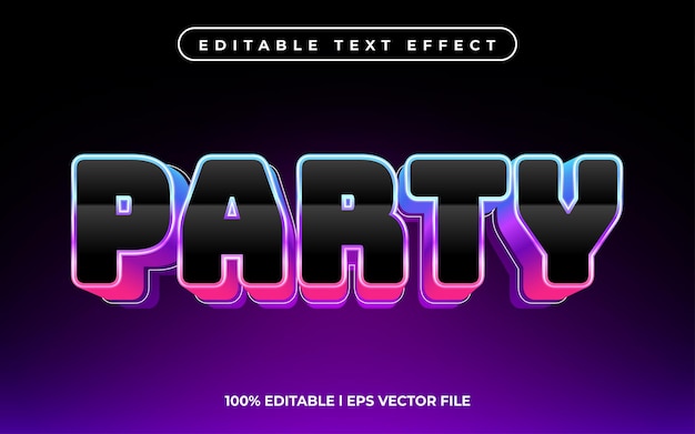 Party text effect editable video cover and banner text style 3d typography template