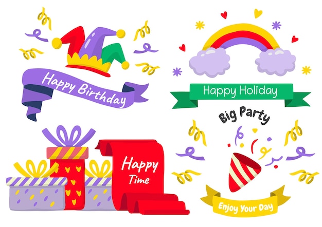 Vector party theme set