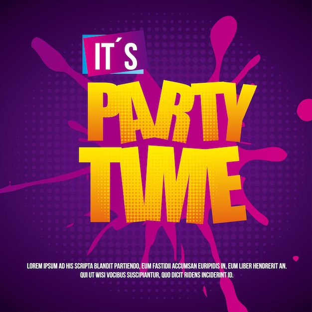 Party time over dotted background vector illustration