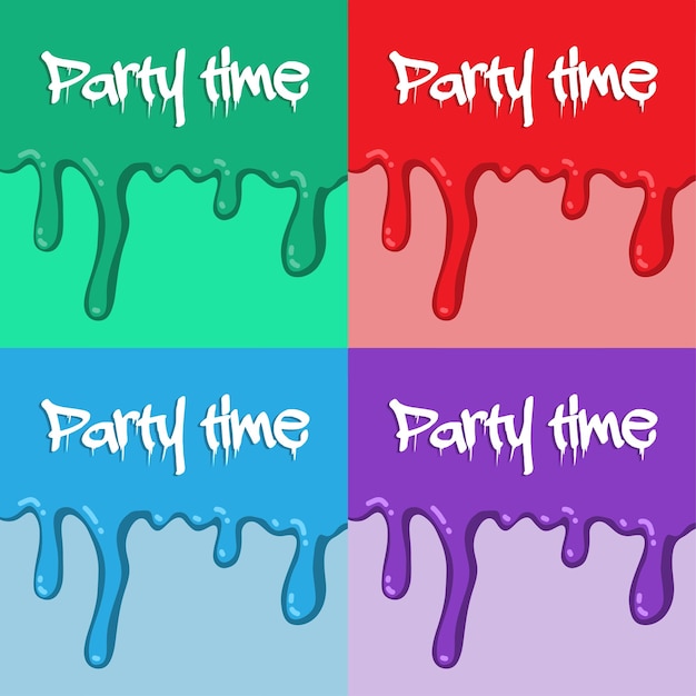 Векторная коллекция приглашений на вечеринку с краской на фоне в 4 цветах