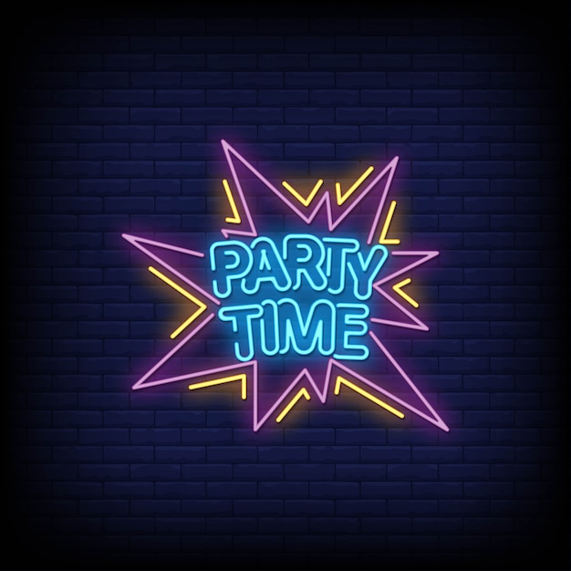 Party Time Neon Signs Style Tekst