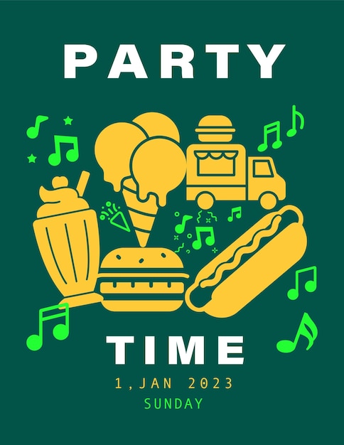 Party time poster with illustration