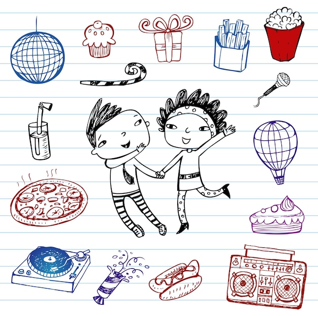 Party vector doodle set