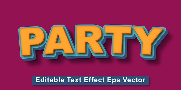 Вектор Партийный желтый цвет редактируемый 3d текстовый эффект eps вектор