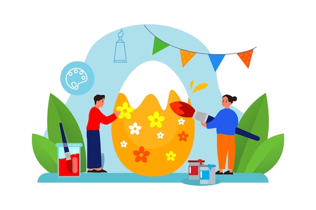 Pasen Illustratie concept Vlakke afbeelding geïsoleerd op een witte achtergrond