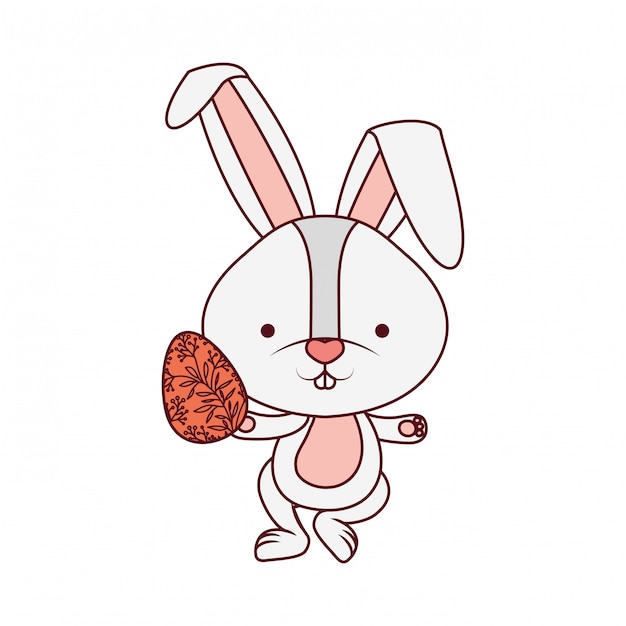 Pasen-konijn met ei geïsoleerd pictogram