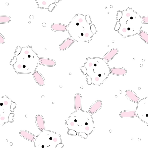 Pasen naadloos patroonontwerp met konijntjes op geïsoleerde witte achtergrond