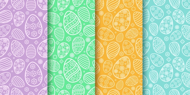 Pasen naadloze patronen in pastelkleuren Eieren met collectie ornamentpatroonontwerpen