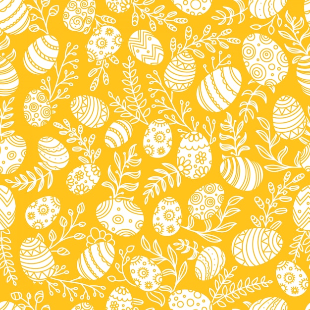 Pasen-patroon met eieren en de lentebloemen. Naadloos vectorpatroon