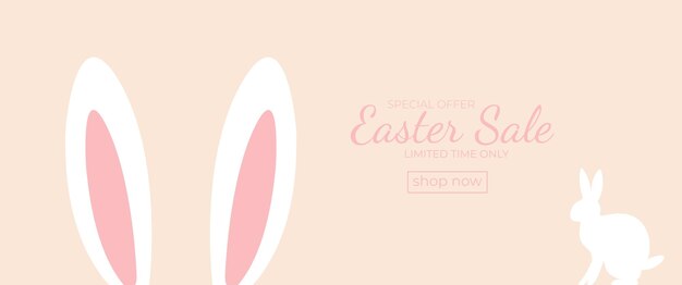 Pasen-verkoopachtergrond met konijn Minimalistische omslag te koop Konijn-pictogram Speciale paasaanbieding Happy Easter Party Shopping poster Vector illustratie