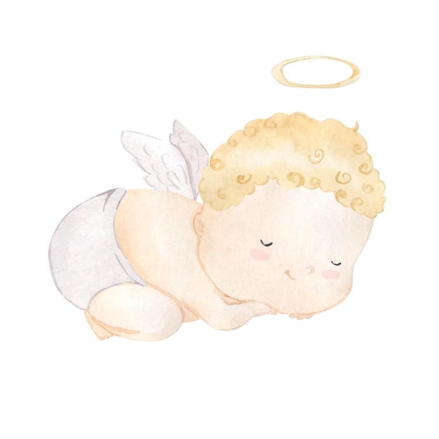 Pasgeboren baby engel aquarel illustratie