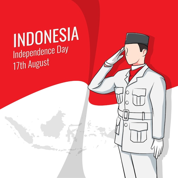 paskibraka on indonesia independence day with indonesia flag and map background