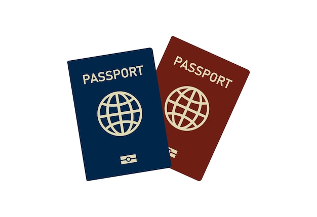 Vector paspoorten vectorpictogram rood en blauw internationaal paspoortpictogram voor web en mobiele app