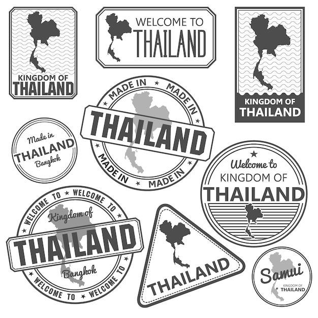 Paspoortstempel en gemaakt in Thailand kaart bangkok vector