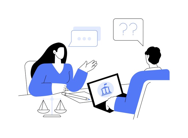 Vector pass immigration interview abstract concept vector illustration citizen talking with immigration agency worker government services embassy sector green card interview abstract metaphor