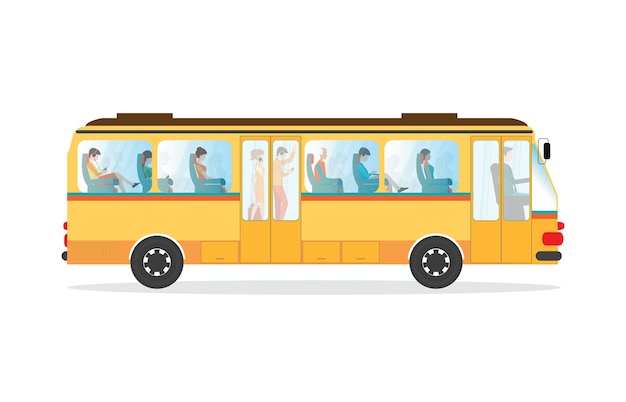 Vector passagiers in de bus voor openbaar vervoer.