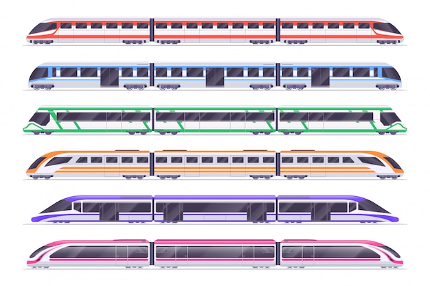 Passagierstreinen. Moderne metro en trein.