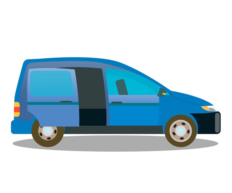 वेक्टर passenger car, wagon car flat color illustration