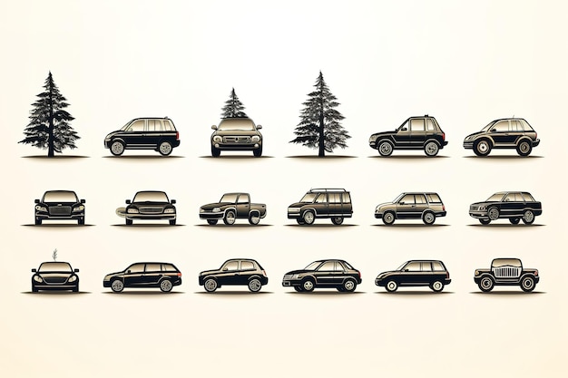 Passenger cars Set 4 Set of the car icons in vector