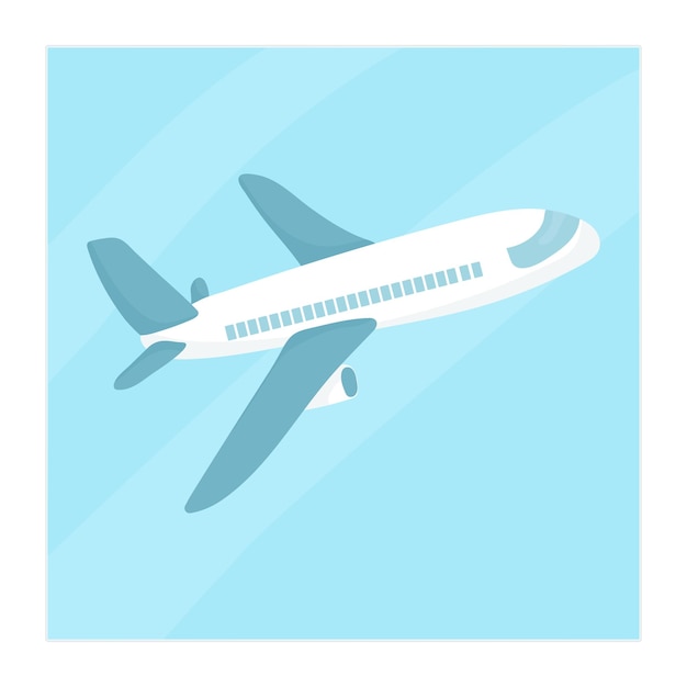 Vector passenger plane flying against the blue sky flat vector illustration