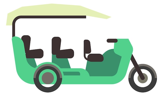 Значок пассажирского трехколесного велосипеда Зеленый азиатский городской транспорт