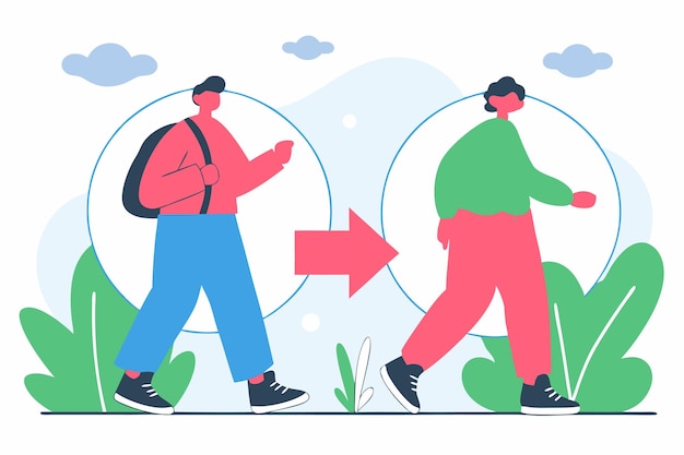 Passing by concept illustratie vector op witte achtergrond