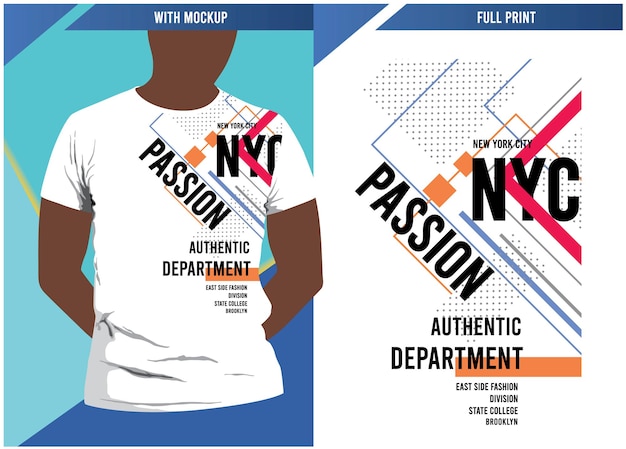 Tipografia di design di passione con mockup di tshirt e stampa vettoriale premium per la stampa completa pronta