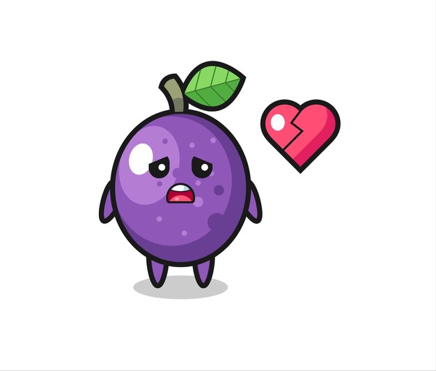 Passion fruit cartoon illustration is broken heart