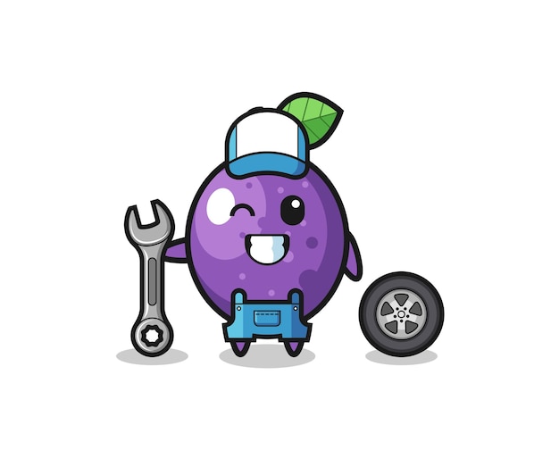 The passion fruit character as a mechanic mascot