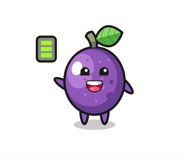 Passion fruit mascot character with energetic gesture , cute style design for t shirt, sticker, logo element