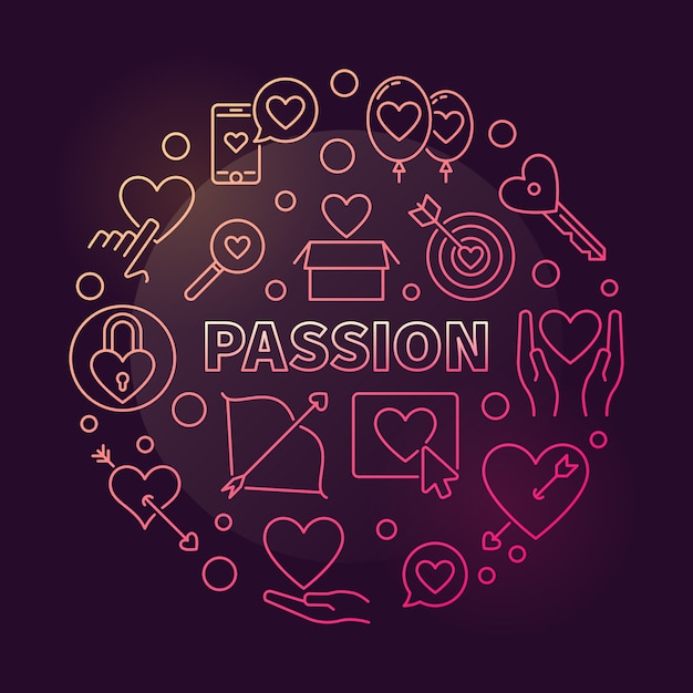 Passion round colored illustration