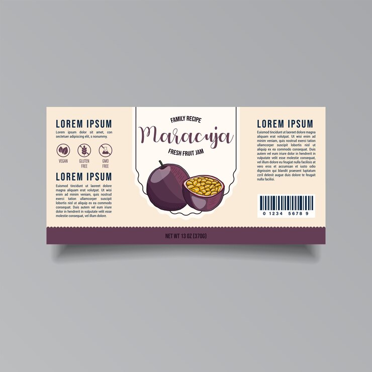 Vector passionfruit jam packaging label template