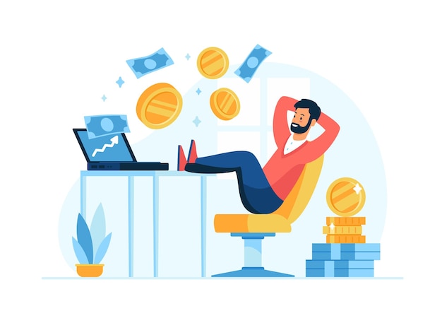 Passive income concept flat vector illustration