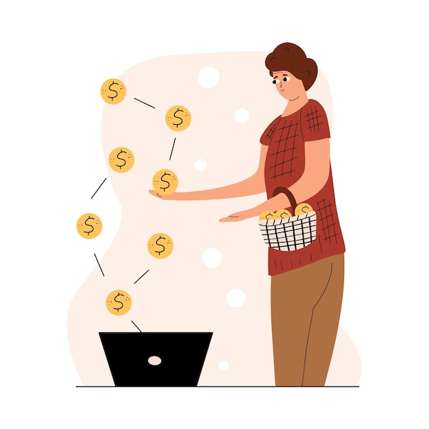 Passive income concept Make money online Share profit Vector illustration in flat style