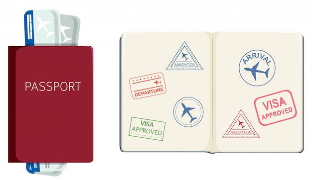 벡터 여권 및 탑승권