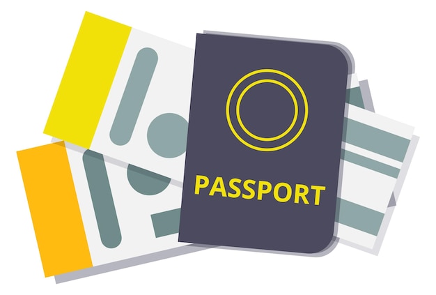 パスポートとフライト パス チケット空の旅アイコン