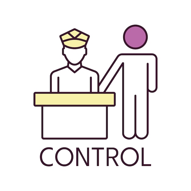 Passport control color icon logo style