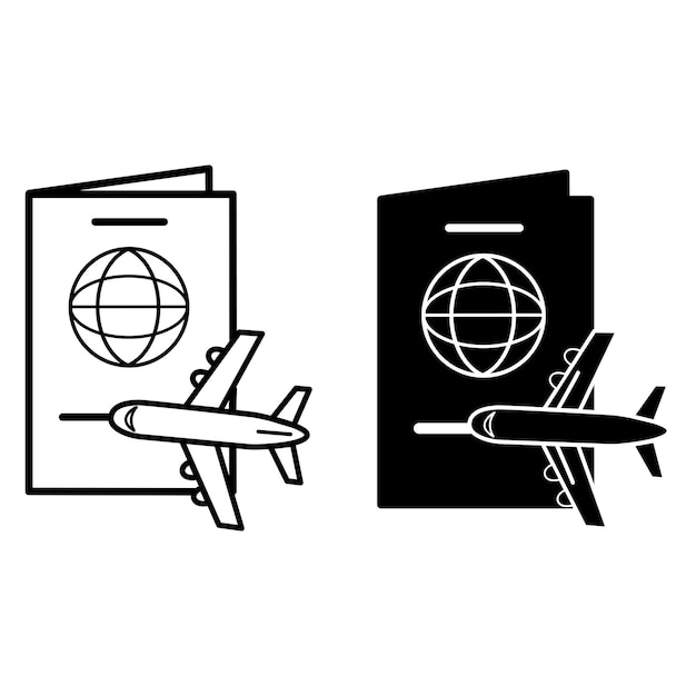 Passport and Flying Airplane icons