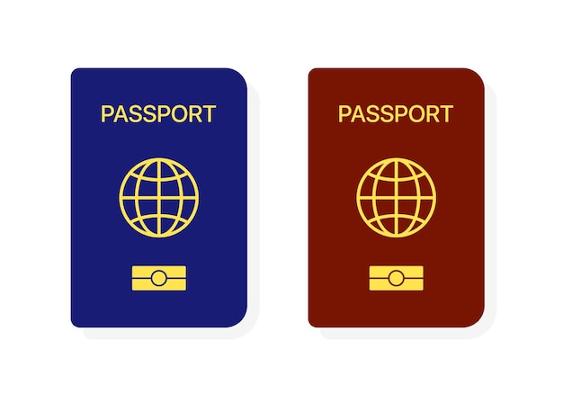 Set di icone del passaporto verifica dell'identità set di icone del passaporto straniero documento per il viaggio e l'immigrazione vector eps 10