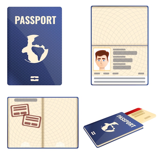 Passport icons set