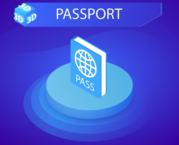 Passport isometric design icon Vector web illustration 3d colorful concept