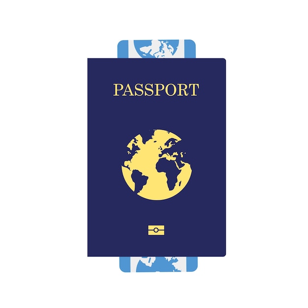 Passport with air ticket icon flat design of airline travel boarding pass vector template