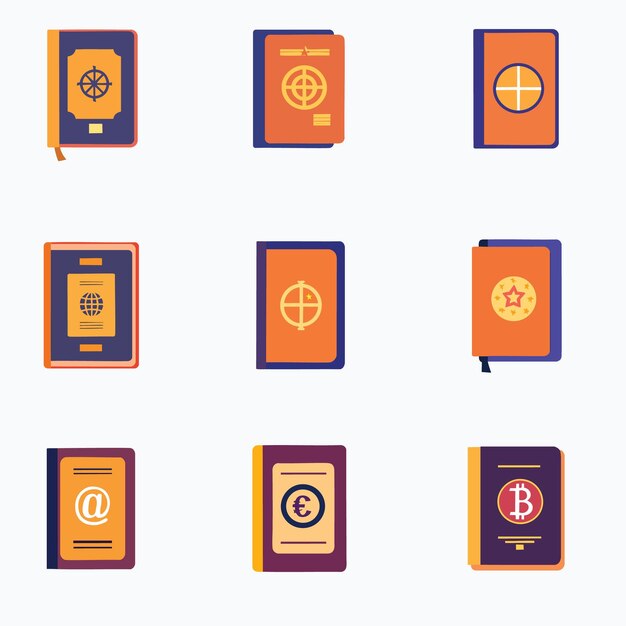 Passports icon Pro style Vector Set