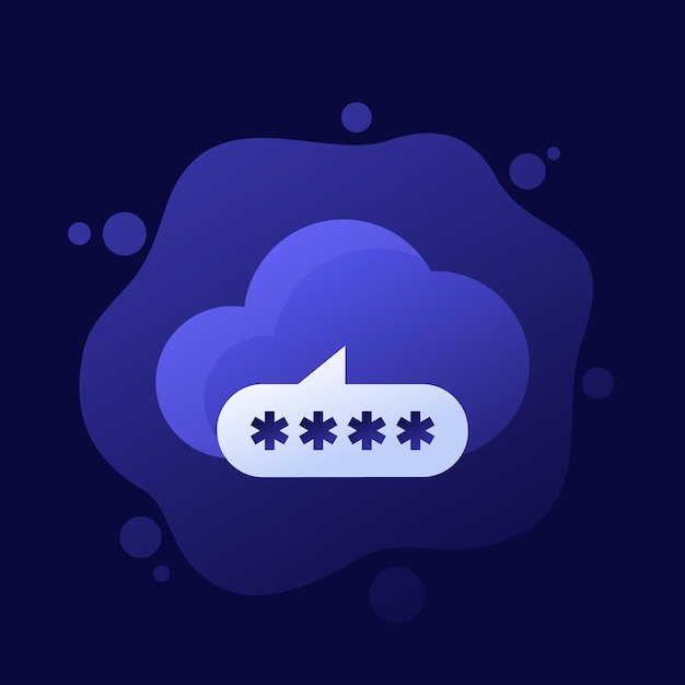 Password access to a cloud icon vector design