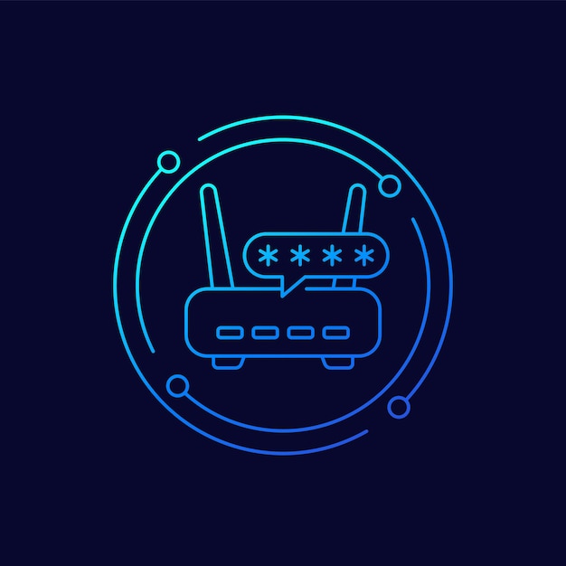 Password access to router icon linear vector