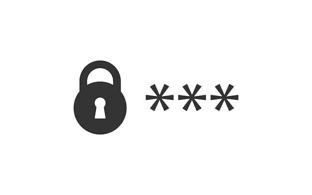 Password black icon in flat style Secure code button Vector for website app and ui design